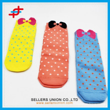 Hot-sale children cartoon tube socks/dots design foot socks bowknot tube socks